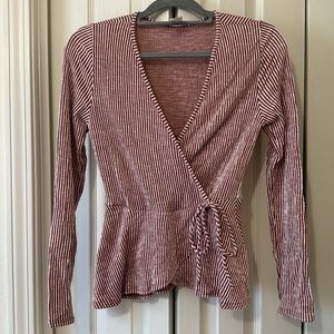 Caution To The Wind Stripped Babydoll Long Sleeve Top